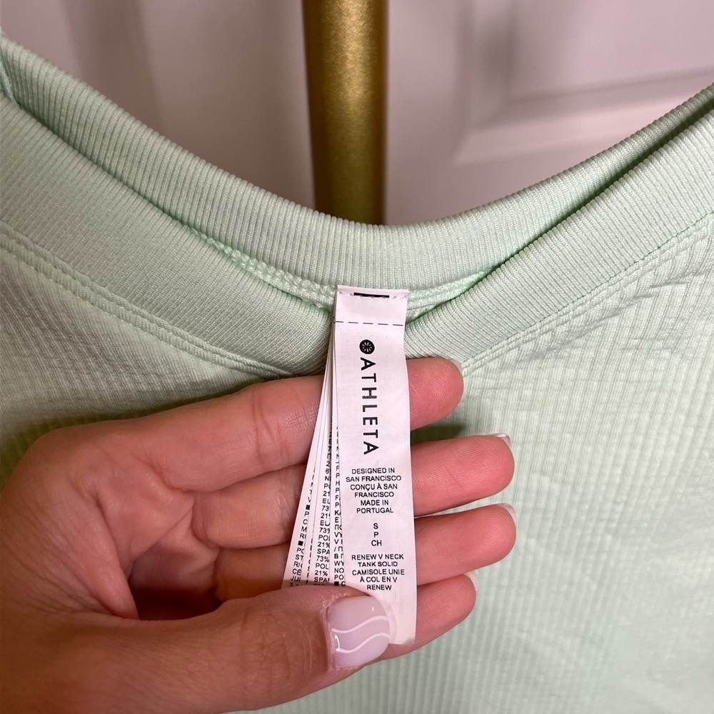 Athleta renew v-neck ribbed tank top in light green - Picture 5 of 8